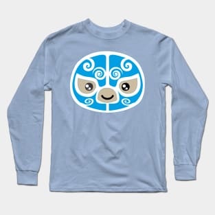 Cute mexican masked wrestler kawaii cartoon blue lucha libre merch Long Sleeve T-Shirt